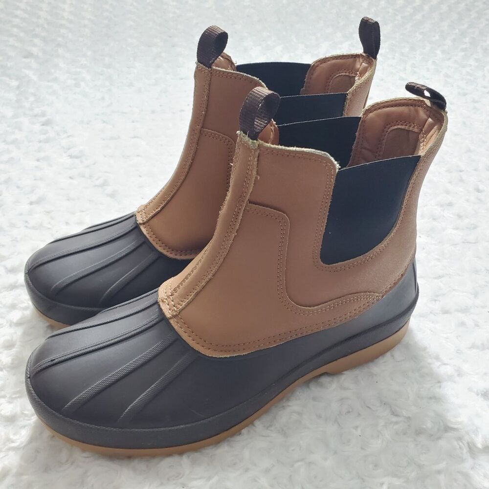 Goodfellow & Co Duck Mens Size 10 Brown Boots Leather Elastic Gore Pull Tab